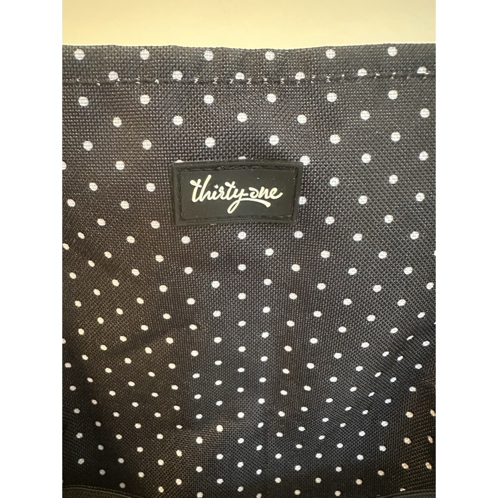 Thirty-One Gifts Black Polka Dot Utility Tote Bag Zipper Closure - Picture 10 of 16